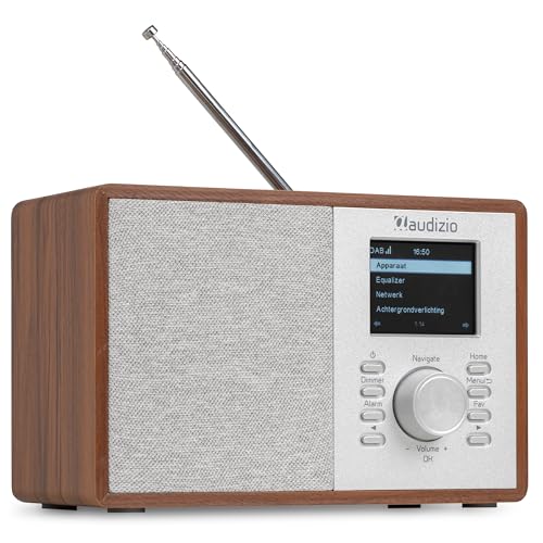 Audizio Cosa WLAN Internetradio klein - DAB+ Digitalradio mit Bluetooth - Kompaktes Küchenradio Radiowecker Farbdisplay & Kopfhöreranschluss - Braun