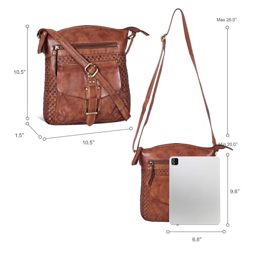 Image of Oak Leathers Leather Crossbody Bag For Women With Adjustable Sling Strap - Medium Size Crossover Shoulder Handbag Purse