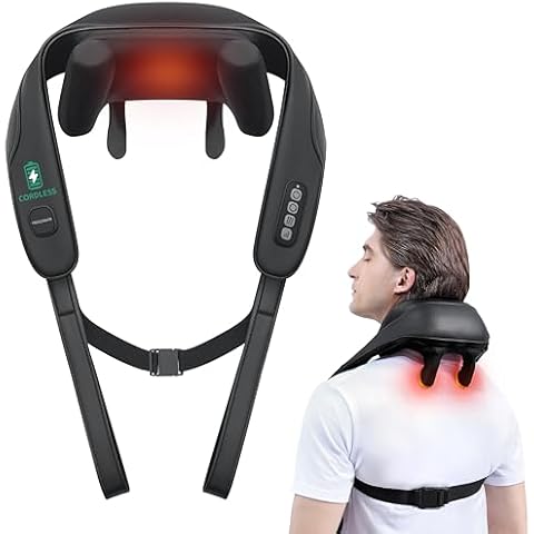 Medcursor Neck Massager, Cordless 4D 6 Massage Nodes Deep Tissue Kneading Massage for Pain Relief, Massager for Neck Back Shoulder, Office, Home & Car Cover