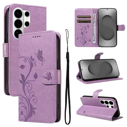 Étui portefeuille Samsung A34 5G violet clapet aimanté anti-choc arbre