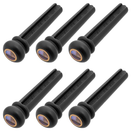 HALLMERS - Juego de 6 pines de puente de ébano con piezas de repuesto de puntos de abulón ligeros,...