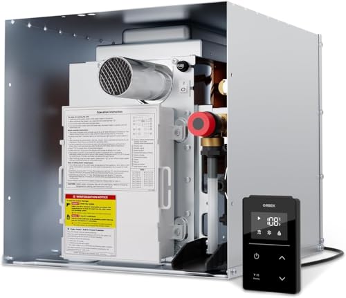 ORBEK 60,000 BTU RV Tankless Water Heater, Ideal for RV Families & Campers, Propane Gas On-Demand Instant Hot Water Heater, 12V DC, CSA Certified, with Remote Control, Compatible with All RVs
