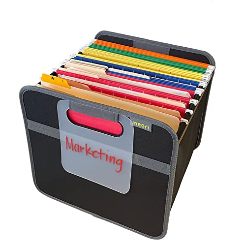 Meori Portable Hanging File Box Collapsible Organize Folders Office-To-Go Wfh Lava Black #TOP22