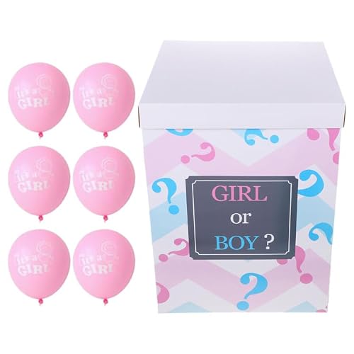 Image of Gender Reveal Balloon Box Set, Gender Reveal Balloon Box with 6 Pink and Blue for Shower Decorations Disclosure Party Supplies for Boys Girl Baby Shower Decorations 15.75X11.81X11.81In