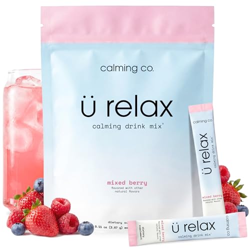 Calming Co. Relax 2.0 Powder Drink Mix Mixed Berry Ashwagandha & L-Theanine Adaptogens Cortisol Sleep Aid Ready-to-Mix Sugar Free Zero Calorie 20 Stick Packs