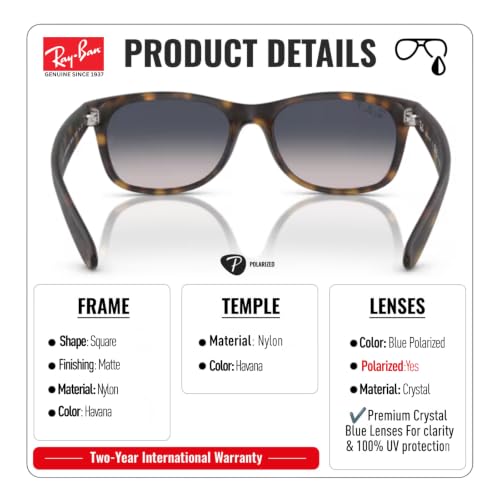 Image of Ray-Ban RB2132 NEW WAYFARER CLASSIC Square Shaped Sunglasses for Men & Women with Official RAYBAN Eyewear Kit