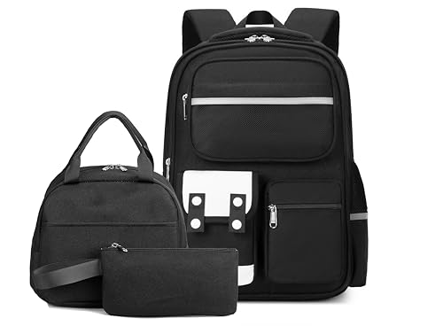 School Backpack for Girls and Boys College Bookbag Set Middle High School Bag Set Leisure Daypack for Women Black
