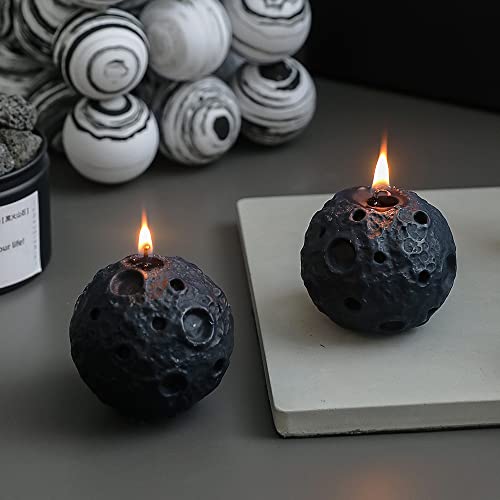 2 velas con forma de luna, 100 g de cera de soja decorativa Galaxy Series Scented Candle para mesa Photo Prop regalo de hombre, perfecto para meditación alivio del estrés, aumento del estado
