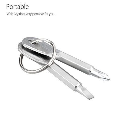 4PCS Mini Pocket Screwdriver Set Keychain Outdoor Tool Kit Stainless Steel Black+Silver