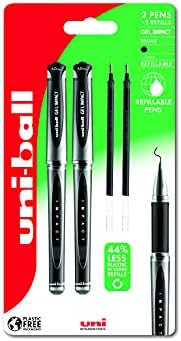 Uni-Ball 218990000 UM-153S Signo Impact Gel Pens with Rubber Grip, Black Gel, 1mm Nib (Pack of 12)