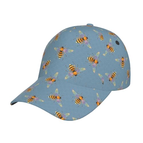 Honey Bee Baseball Cap Hats Adjustable Trucker Hat Outdoor Sun Cap for Men Women Dad Hat
