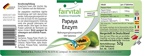 Papaja enzym tabletten - HOOG GEDOSEERD - VEGAN - 100 tabletten - met Papaïne, amylase en protease, (Carica papaya) - Image 3