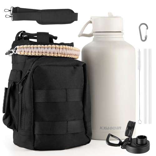KXIAOCHEN Insulated Water Bottle, Stainless Steel Water Bottle, 2 Lids (Straw and Handle Lid),Wide Mouth Metal Water Bottles Keep Hot and Cold, Double Walled, Thermo Mug, Metal Canteen
