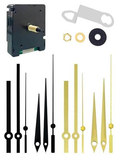 DEEWISH DCF77 Funkuhrwerk für Wanduhr mit 4 Zeigersätzen Lautloses Uhrwerk zum Selbsteinbau 24 mm Schaft für Zifferblätter bis 14 mm Funk-Uhrwerk Set für Reparatur & DIY 72 × 56 × 19 mm