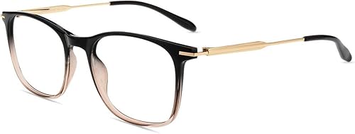 Firmoo Lentes de bloqueo de luz azul, antifatiga ocular, anti dolor de cabeza, corte UV, anteojos de lectura cuadrados para computadora para mujeres