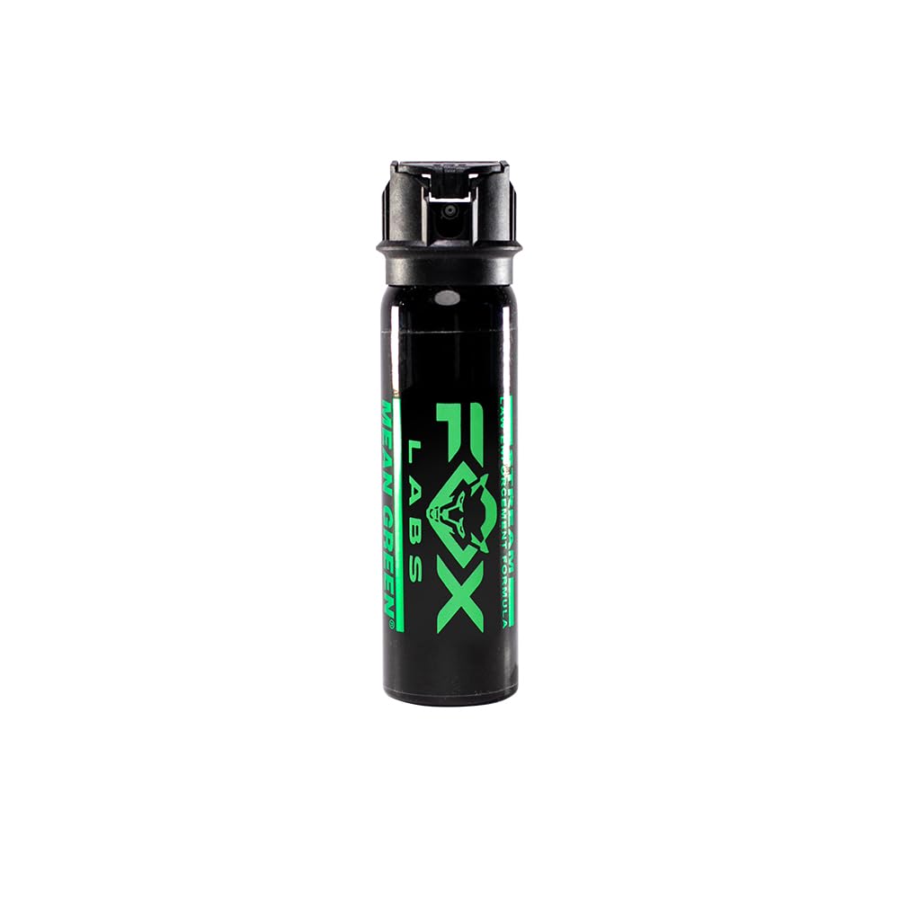 Fox Labs Mean Green Pepper Spray – 3,000,000 SHU – | 1.2% MC / 6% OC | High Purity Formula | with Green Staining Dye – Stream Spray – Maximum Strength Self Defense Spray