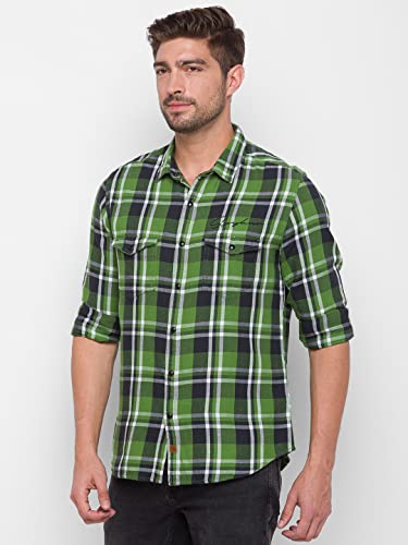 Image of Spykar Men's Checked Slim Fit Shirt