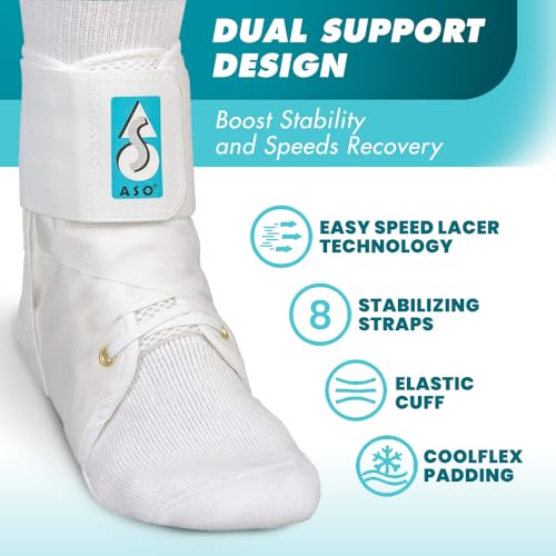 Image of Med Spec ASO Speed Lacer Ankle Stabilizer Brace Sprain Support White MD (Pack of 2)