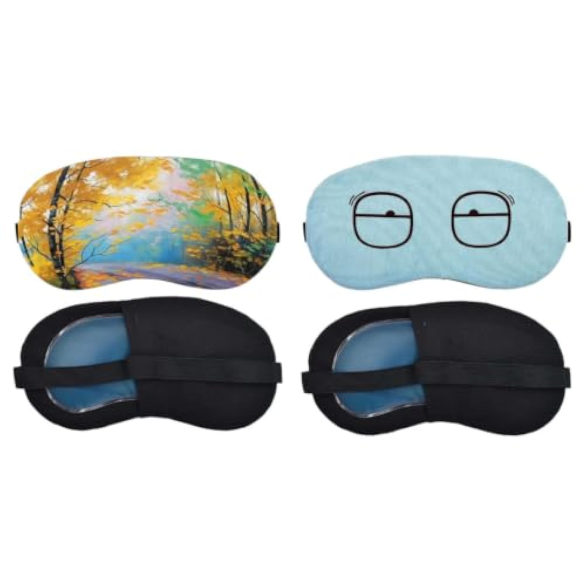 Sleeping Eye Mask Combo Pack of 2, Sky Blue Glasses Print
