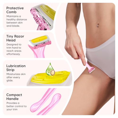 Image of LetsShave Evior Bikini Line Trimming Razor for Women, Pack of 3 | Skin-Safe Blades | Sensitive Area Trimmer | Reusable, Irritation Free & Precise Hair Trimming for Bikini Area