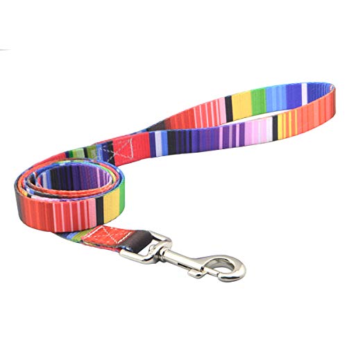 Powboro Personalized Strong Dog Lead, 120 cm 4ft Traction Rope, Soft Durable Pet Dog leash for Small Medium Large Breed dogs (7 Colour Stripe) M