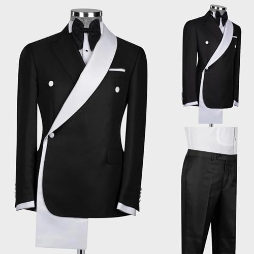 TSxuelian Slim Fit Men's Two Pieces One Button Suit Black Jacket & Pants Tuxedos Stylish Prom Wedding Dinner Formal Men Suits4