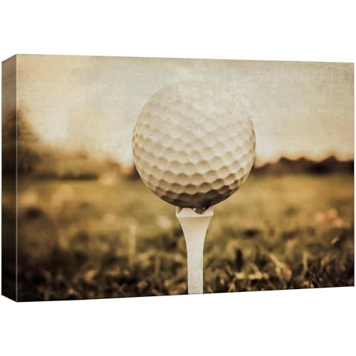 Toile de golf vintage rétro 40x60 cm cadre en bois pour décoration murale