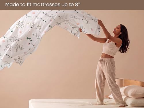Image of SleepyCat 300 TC Cotton-Soft Microfiber Bedsheet with 1 Pillowcase|Wrinkle-Free|300 TC Plain Weave|No Creases, No Shrinkage|No Colour Fading|150 GSM|Flora Mist|Fits Mattress Upto 8 Inches|Single