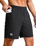 G Gradual Men's Athletic Running Shorts 7'/5'/9' Zipper Pocket Lightweight Workout Gym Quick Dry Shorts Golf Tennis Hiking, 7', Black, Large