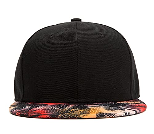 Image of Quanhaigou Snapback Hat for Men Women,Hip Hop Style Colorful Flat Bill Hats Teens Adjustable Baseball Cap