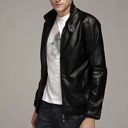 Chaqueta de cuero sintético para hombre, ajustada y con cierre miniatura 2