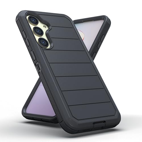 Image of KLD Rugged Armor Back Cover Compatible for Samsung Galaxy S25 Case Hard PC + Soft TPU with Bumper Complete Protection Mobile Pouch - Black