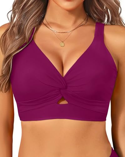 Image of Women's Bikini Top - Supportive Swimsuit for Large Bust - 2025 Cut Out Twist Swim Top