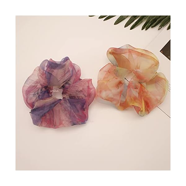 Soika® Scrunchies | Printed Organza Scrunchies | Satin Scrunchies | Chiffon & Velvet Scrunchies Anti Hair Breakage, Ponytail Holder, Hair Ties (Printed Organza 3pc) - Image 4