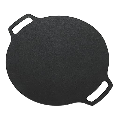 Leapiture Korean BBQ Grill Pan Nonstick Round Griddle Grill Pan Double Handle Outdoor Grill Plate for Outdoor Camping(36cm)