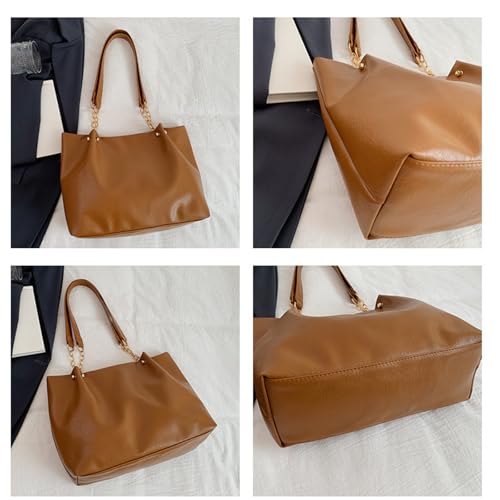 Trendy Casual Shoulder Bag Roomy Interior Practical Underarm Bags For Office School Travel Essential Women's Chain St4