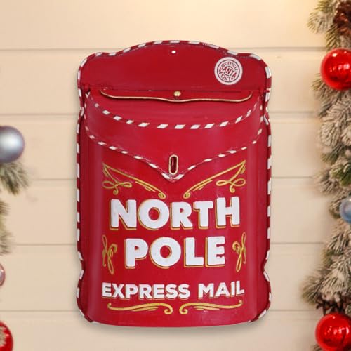 BIG FORTUNE Wall Mount Mailboxe for House Outside Vintage Metal Door Mailbox Antique Style Nostalgic Charm Home Decor Garden Vintage English Cottage Decor Flower Patter (Red)