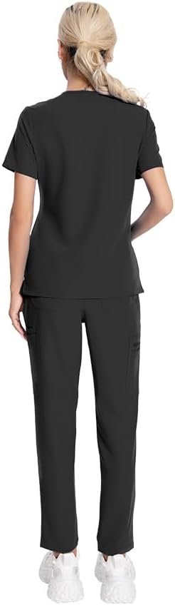 Scrubs for Women Set Medical Uniform 12 Pockets Scrubs Top and Pants for Nurses & Healthcare Workers - Image 2