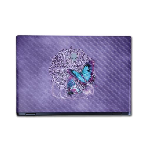 Image of Carbon Fiber Laptop Skin Compatible with Alienware M16 R2 (2024) - Celtic Butterflies - Premium 3M Vinyl Protective Wrap Decal Cover - Easy to Apply | Crafted in The USA by MightySkins