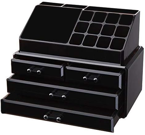 Vencer Jewelry and Makeup Storage Display Boxes (1 Top 4 Drawers) Cosmetic Organizer Black,VMO-002