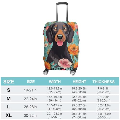 Dog Floral Luggage Cover, Washable Elastic Suitcase Cover Protector Fit 18-32 Inch Luggage2