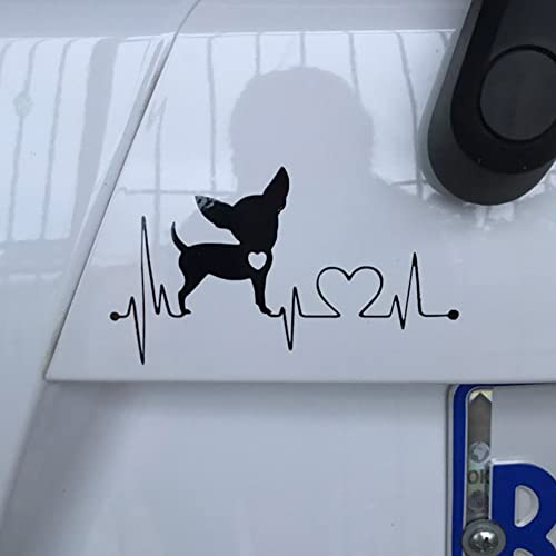 Herzschlag Hunde Aufkleber, 2 Stück Chihuahua Dog Heartbeat Love Sticker Reflektierende Lustige Aufkleber Auto JDM Sticker Tier Autoaufkleber wasserdichte Sticker für Auto LKW Computer Laptop