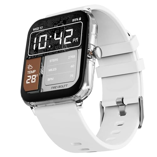 Image of Fire-Boltt Ninja Phantom Smart Watch 1.83 inch Display, Transparent Clear Body Design, Bluetooth Calling, 120+ Sports Modes, Voice Assistant, AI Outfit Watch Face Smartwatch for Men & Women Frost White