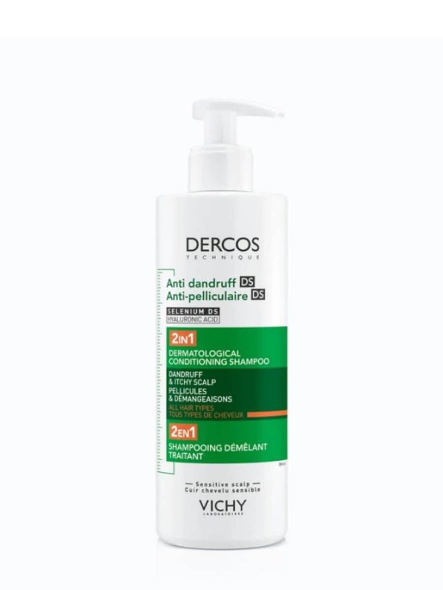 VICHYDercos Anti-Dandruff and Anti-Itch 2in1 Dermatological Conditioning Shampoo, Treats and Protects Against Dandruff,​ 390ml