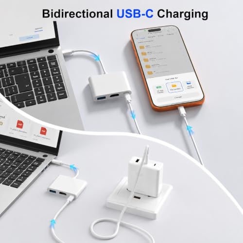 Image of Verilux 3 in 1 USB C to HDMI Adapter 4K 60Hz Video Output Hub