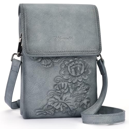 VIMUTI Small Crossbody Bags for Women Trendy Vegan Leather Cell Phone Bag Embossed Flower Design...