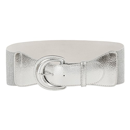 Women's belt elastic stretch waistband (m,silver)