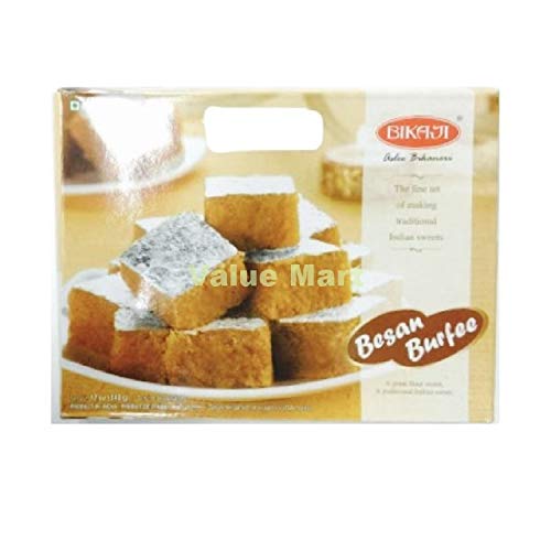 Bikaji Besan Burfi 12 oz (340g), Traditional Gram Flour Sweet, Authentic Indian Mithai, Soft & Rich Besan Barfi, Festive Dessert & Gifting Sweet Box, Ready-to-Eat Indian Sweet Treat