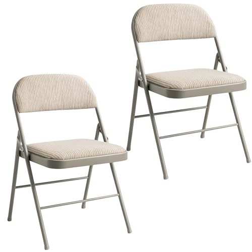 Sakusei Tools Padded Folding Chair with Fabric Cushion – Heavy Duty Metal Frame, Foldable Back Rest Chair for Home Office, Garden, or Computer Desk – Comfortable Cushioned Seat (2)
