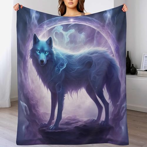 Manta de lobo en forro polar de alta densidad para sofá 2